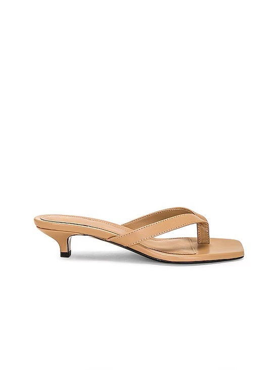 Toteme Shoes - TOTEME Kitten Heel Flip-Flip in Sand Dune